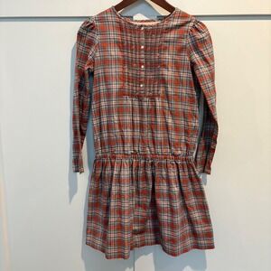 Bonpoint Dress Girls 14 Multicolor Plaid Smocked Cherry Embroidered Lined
